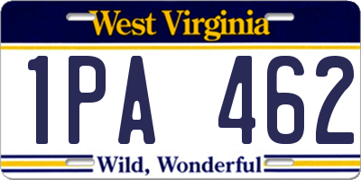 WV license plate 1PA462