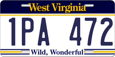 WV license plate 1PA472