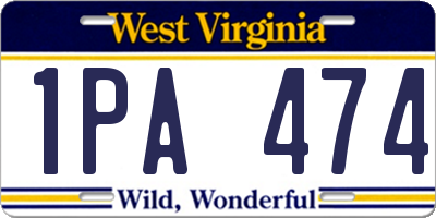 WV license plate 1PA474