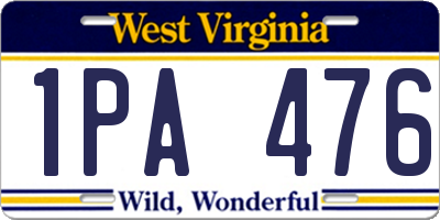 WV license plate 1PA476