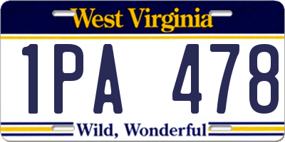 WV license plate 1PA478
