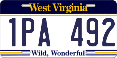 WV license plate 1PA492