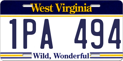 WV license plate 1PA494