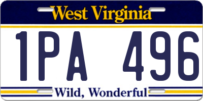 WV license plate 1PA496