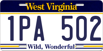 WV license plate 1PA502