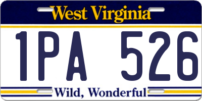 WV license plate 1PA526