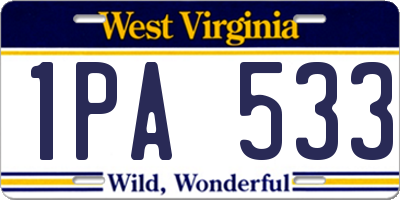 WV license plate 1PA533