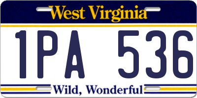 WV license plate 1PA536