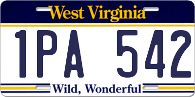 WV license plate 1PA542
