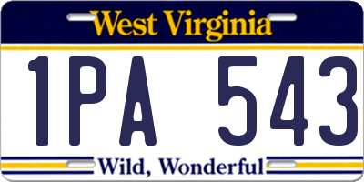 WV license plate 1PA543