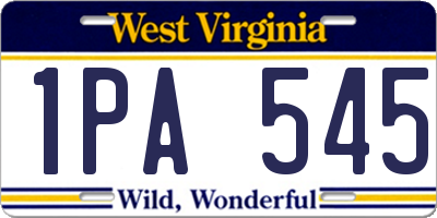 WV license plate 1PA545