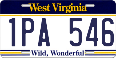 WV license plate 1PA546