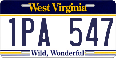 WV license plate 1PA547