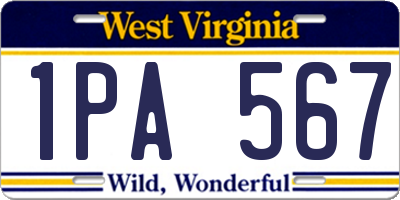 WV license plate 1PA567