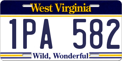 WV license plate 1PA582