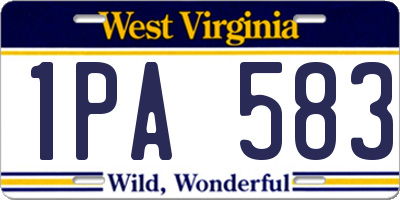 WV license plate 1PA583