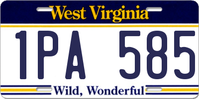 WV license plate 1PA585
