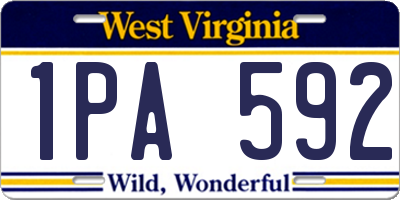 WV license plate 1PA592