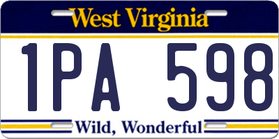 WV license plate 1PA598