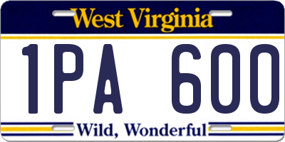WV license plate 1PA600
