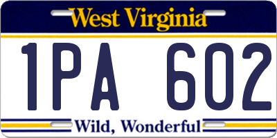 WV license plate 1PA602