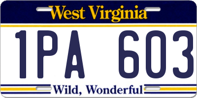 WV license plate 1PA603