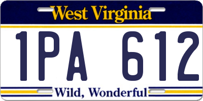 WV license plate 1PA612