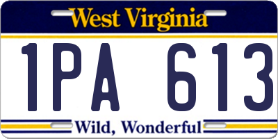 WV license plate 1PA613