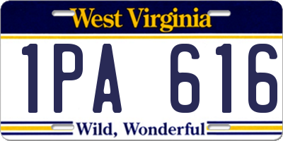 WV license plate 1PA616