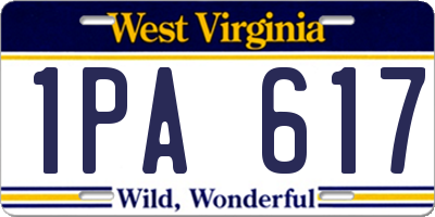 WV license plate 1PA617