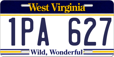 WV license plate 1PA627