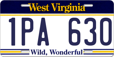 WV license plate 1PA630