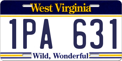 WV license plate 1PA631