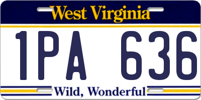 WV license plate 1PA636