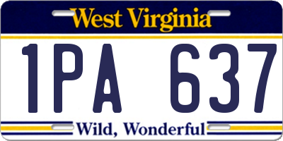 WV license plate 1PA637