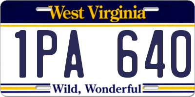 WV license plate 1PA640