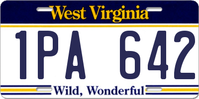 WV license plate 1PA642