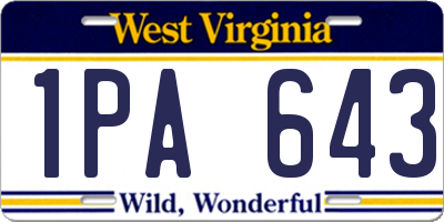 WV license plate 1PA643
