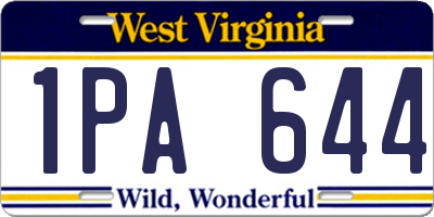 WV license plate 1PA644