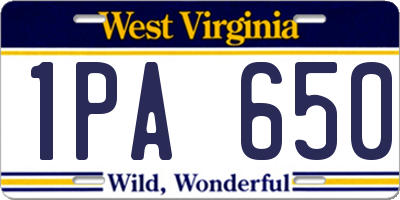 WV license plate 1PA650