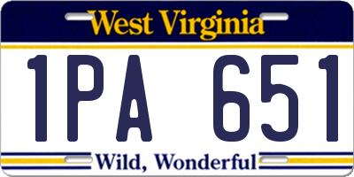 WV license plate 1PA651