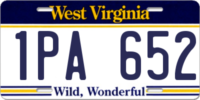 WV license plate 1PA652
