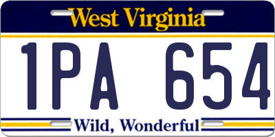 WV license plate 1PA654
