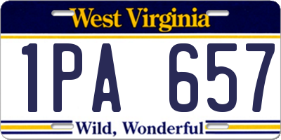 WV license plate 1PA657