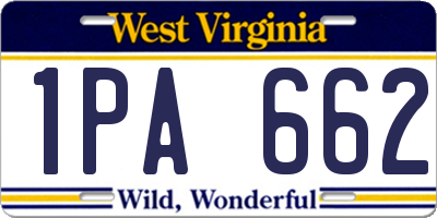 WV license plate 1PA662