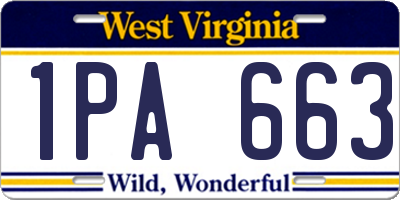 WV license plate 1PA663