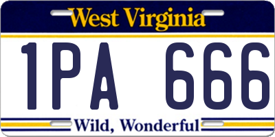 WV license plate 1PA666