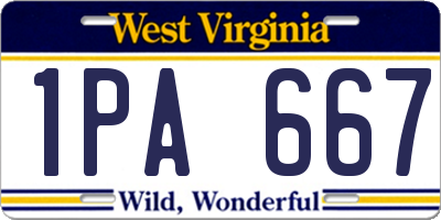 WV license plate 1PA667