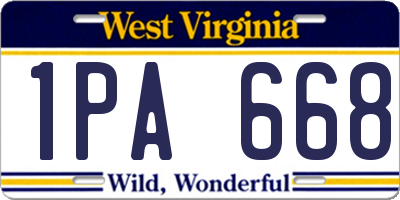 WV license plate 1PA668