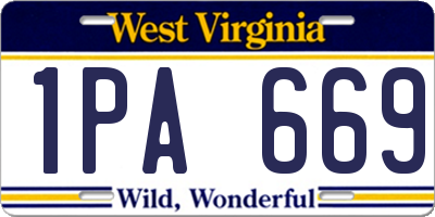 WV license plate 1PA669